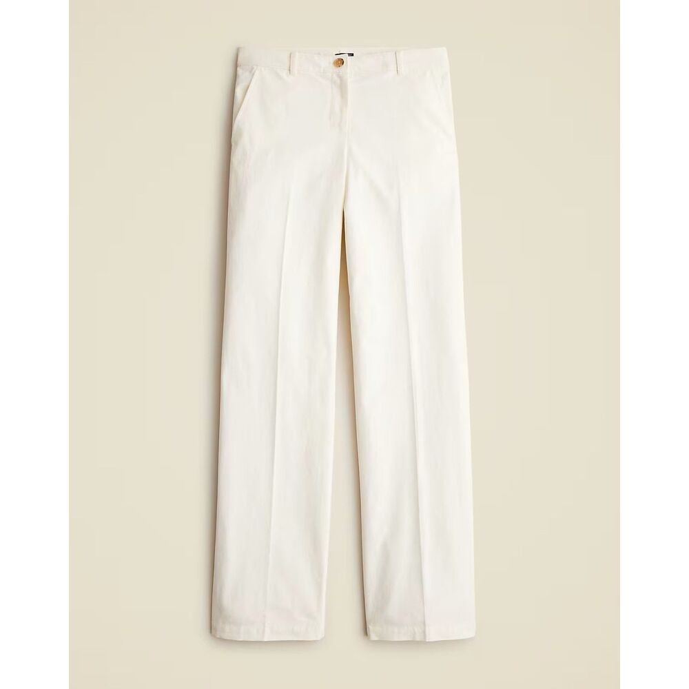 J. Crew Cotton Wide-Leg Trousers with Adjustable Back Tab - Off-White, size 12